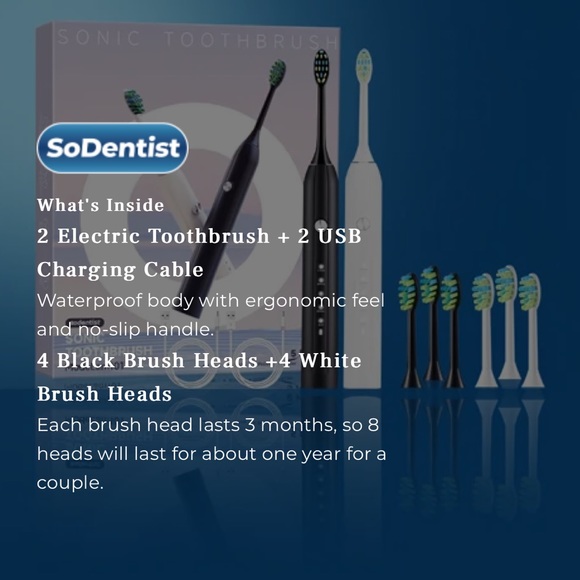🆕 Sodentist Sonic Electric Toothbrush (2 Pack) - Picture 2 of 12